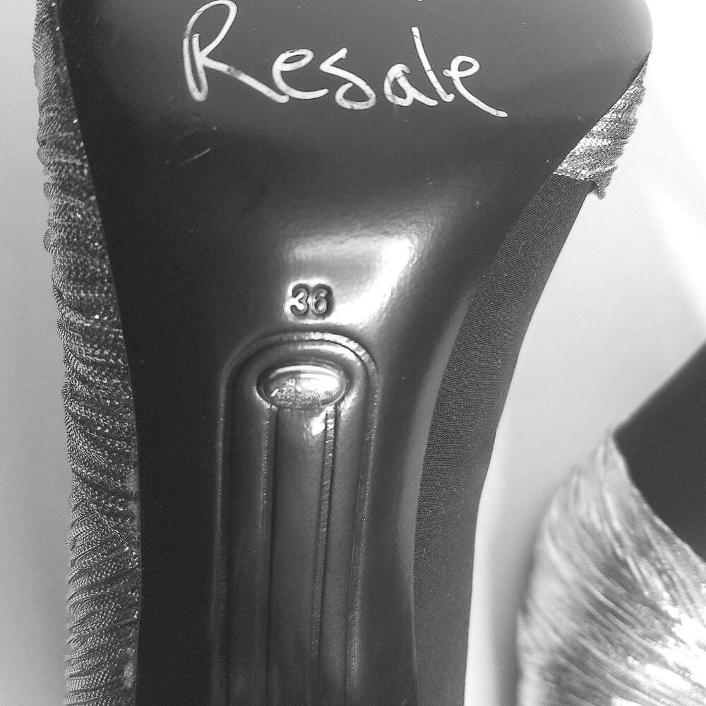 Stella Luna Disco Glam Silver Pleated & Black Pumps with Glitter Heel Size 38 - Picture 9 of 13